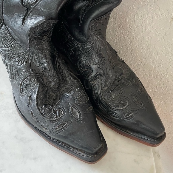 Boulet Tooled Leather Cowgirl Boots Size 9.5 - Picture 3 of 12
